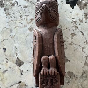 Kiana of Alaska Hand-Carved Wooden Totem Sculpture